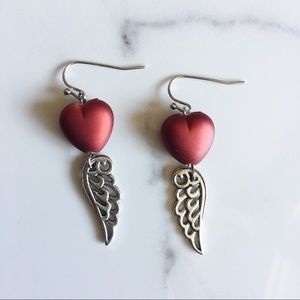 3 for $10 - Heart feather earrings